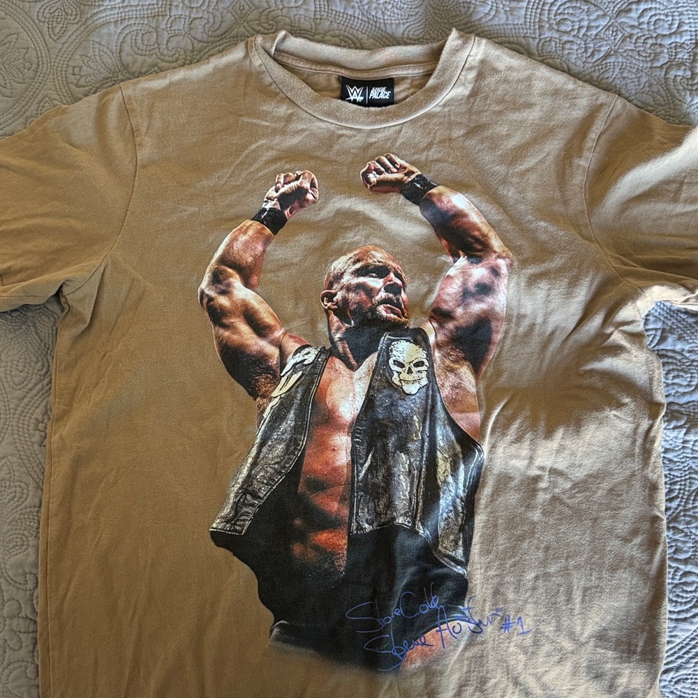 WWE Men's Tan Stone Cold Graphic Tee